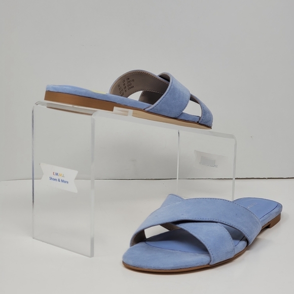 Stuart Weitzman Women's Size 5 Flat Slide Sandals Peony Light Blue New - Picture 5 of 11